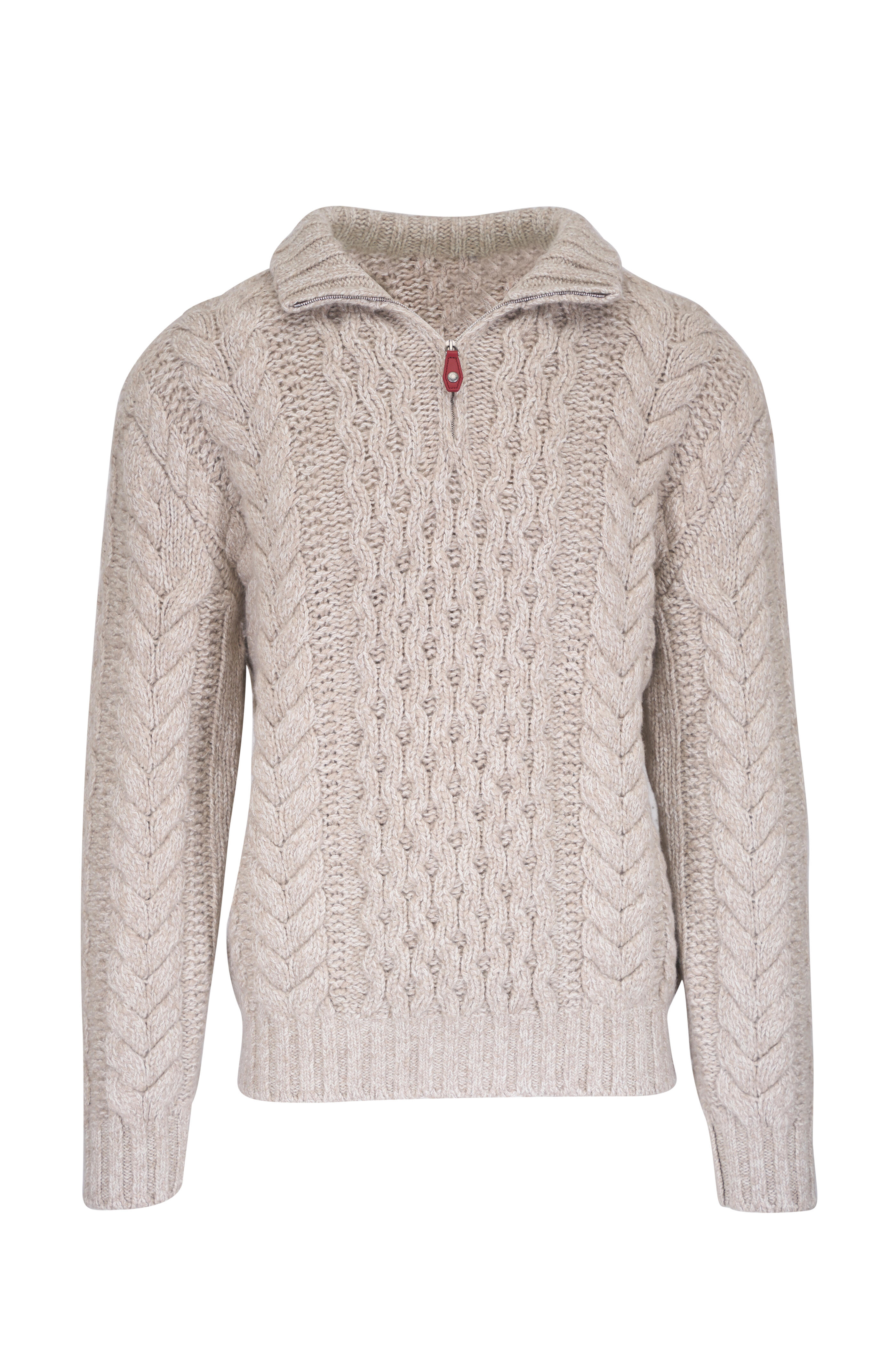 Loro Piana - Valduggia Garden Sand Cashmere Quarter Zip Sweater