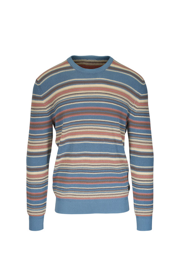 Faherty Brand Teal Sands Stripe Sunwashed Crewneck Sweater - view 1