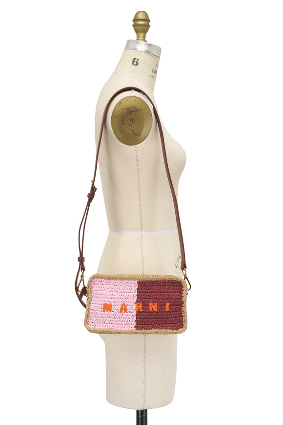 Marni Seaside Pink & Burgundy Logo Camera Bag - view 7