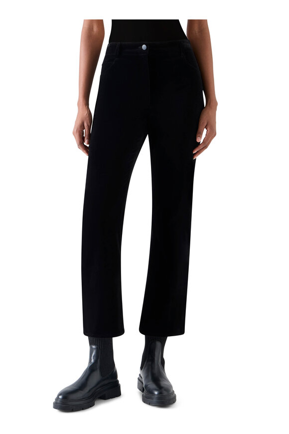 Akris Punto Caia Black High-Stretch Straight-Leg Crop Pant - view 2