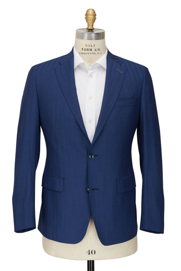 Atelier Munro - Blue Herringbone Wool Suit