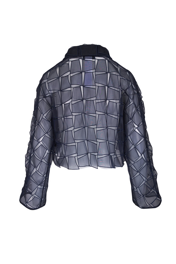 Akris Mimi Navy Blue Organza Trapezoid Jacket - view 3