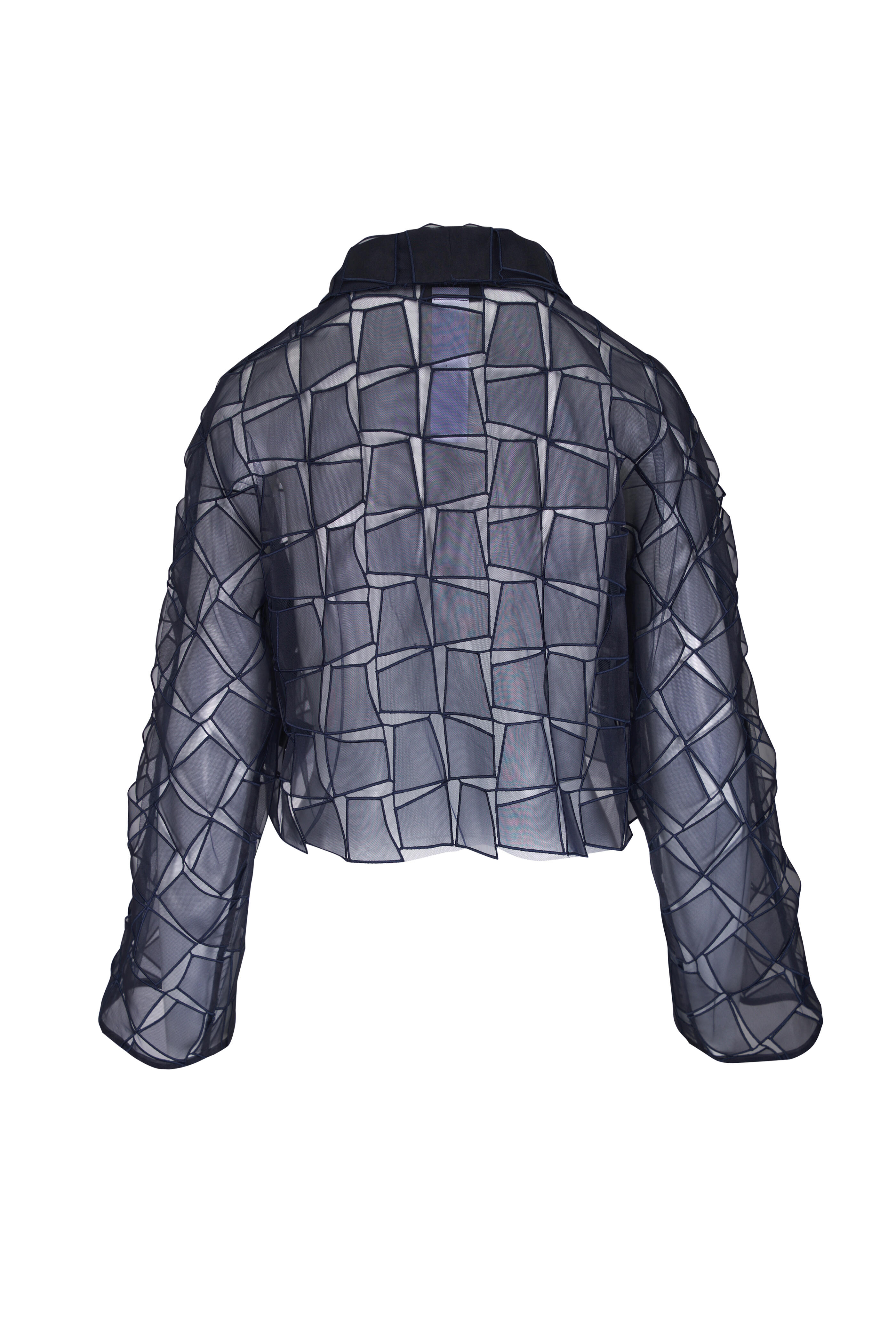 Akris - Mimi Navy Blue Organza Trapezoid Jacket - view 4