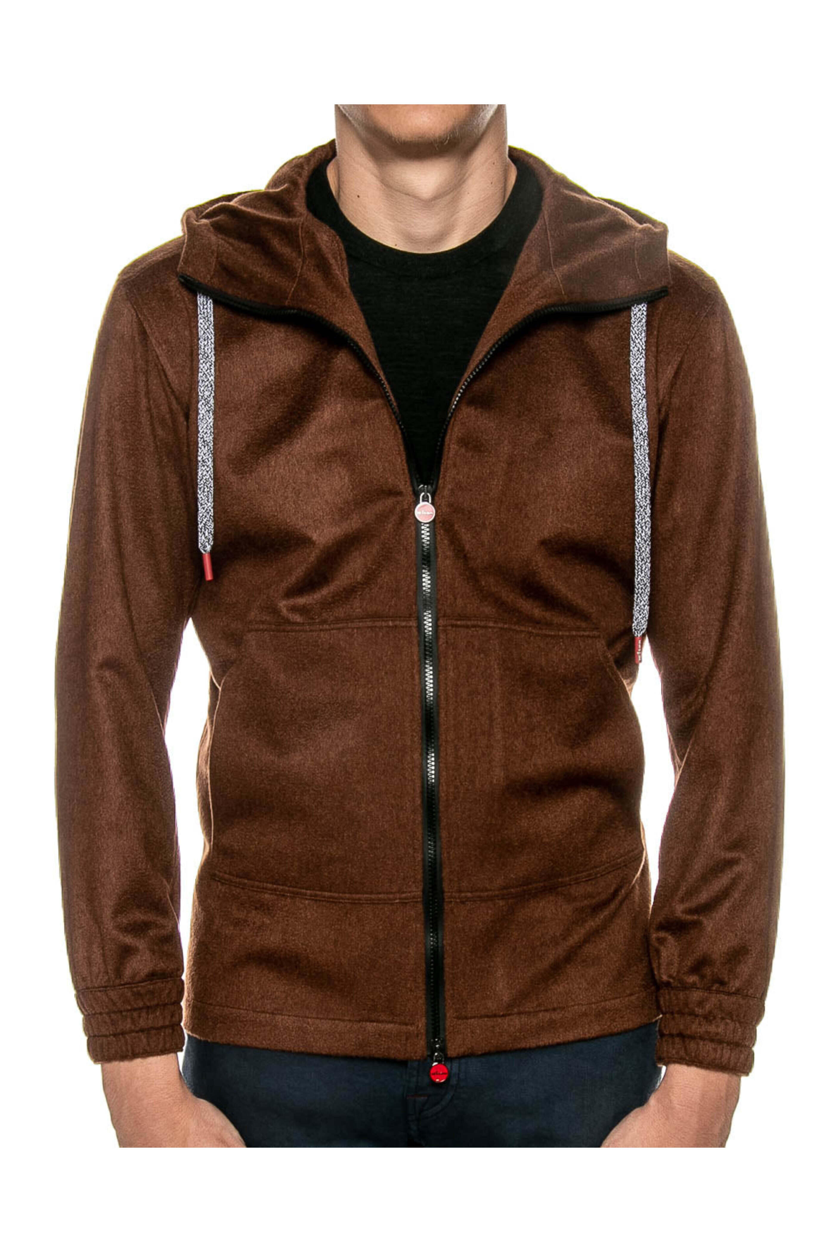 Kiton - Brown Cashmere Hoodie Jacket | Mitchell Stores
