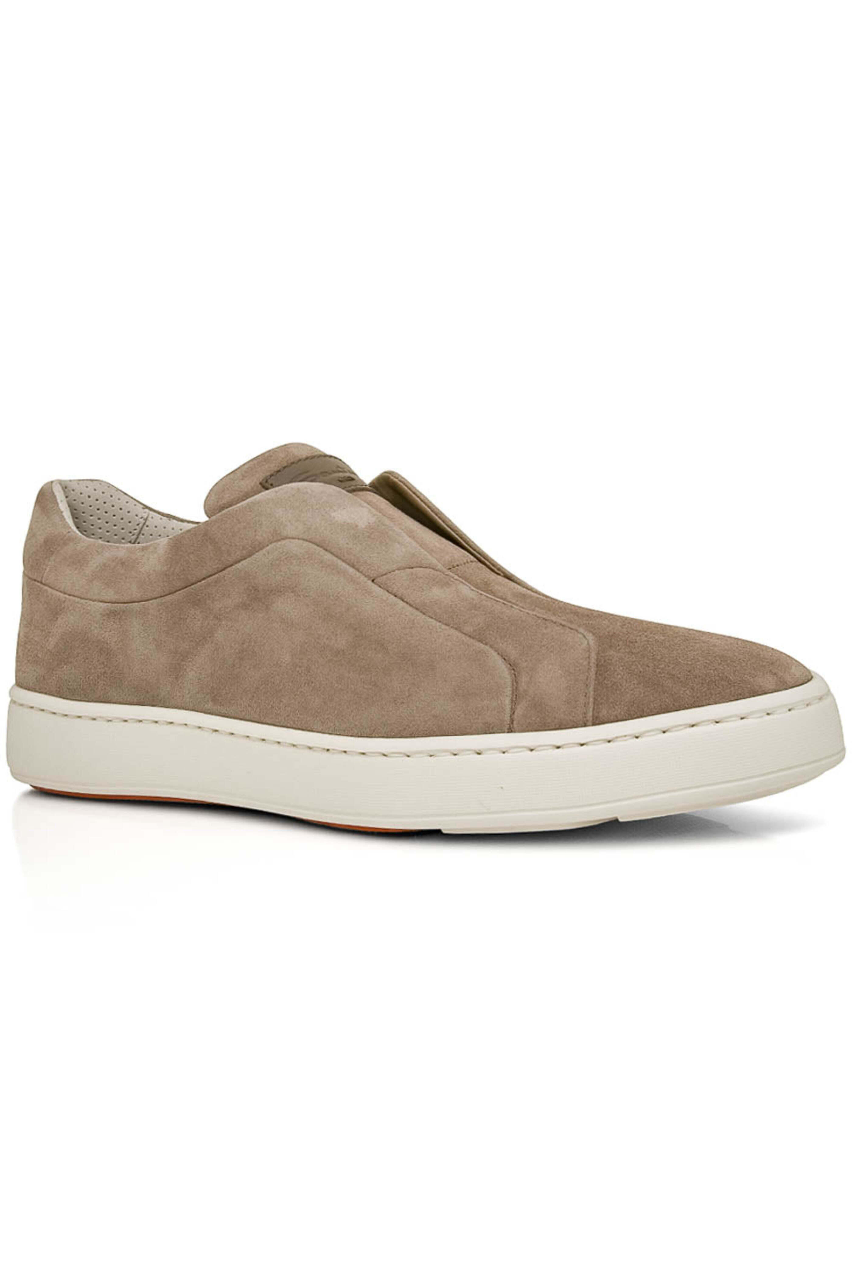 Santoni Men's Beige Suede Pass Sneakers | Mitchell Stores