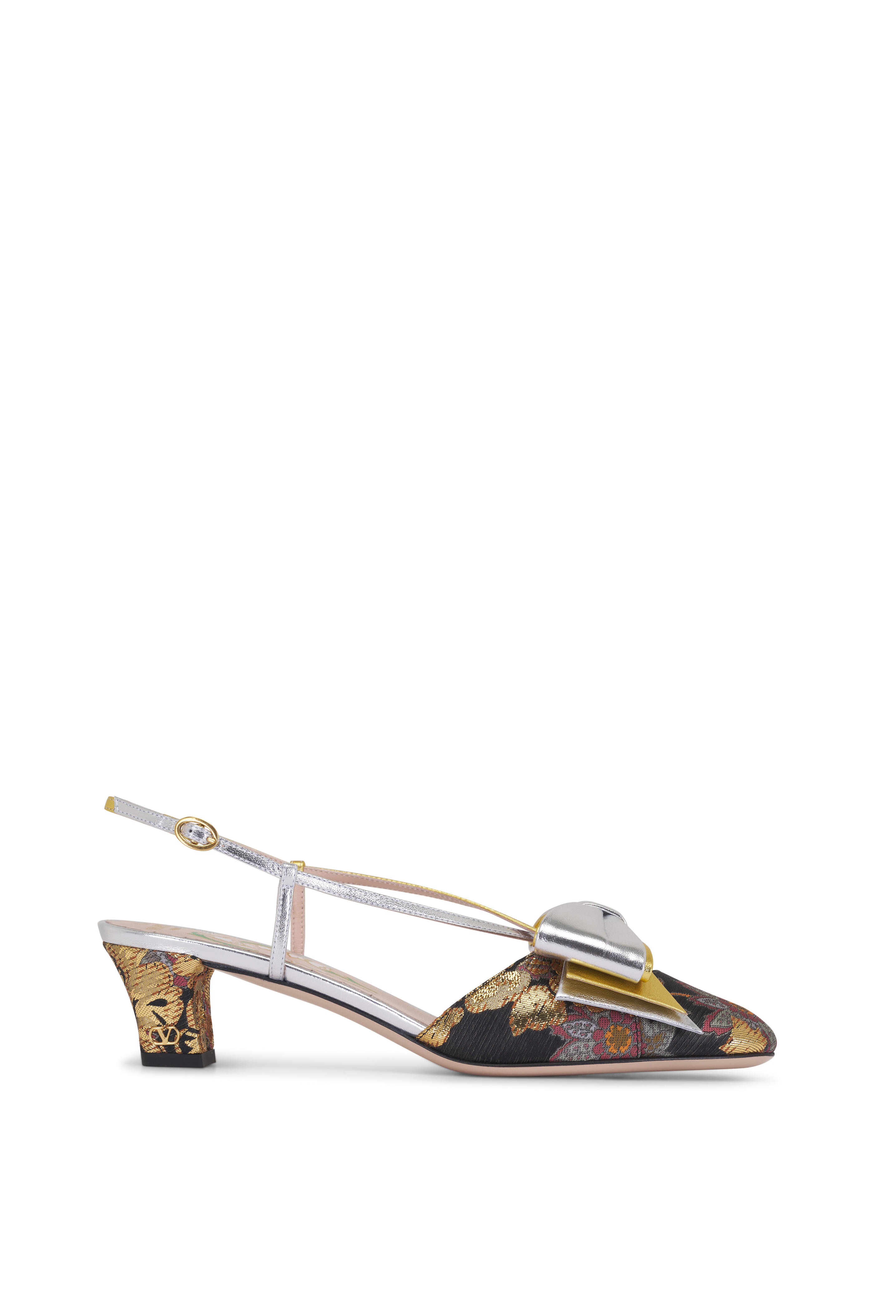 【関税込み】Valentino Garavani 'Bowow' slingback Bowow Slingback Pumps In Moirè Fabric 45mm for Woman in