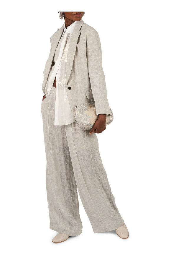 Brunello Cucinelli - Off-White Crepe Linen Gauze Jacket 