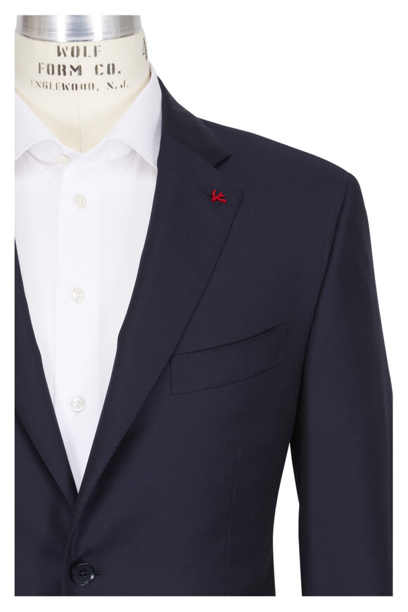 Isaia Aquaspider Navy Wool Basic Suit