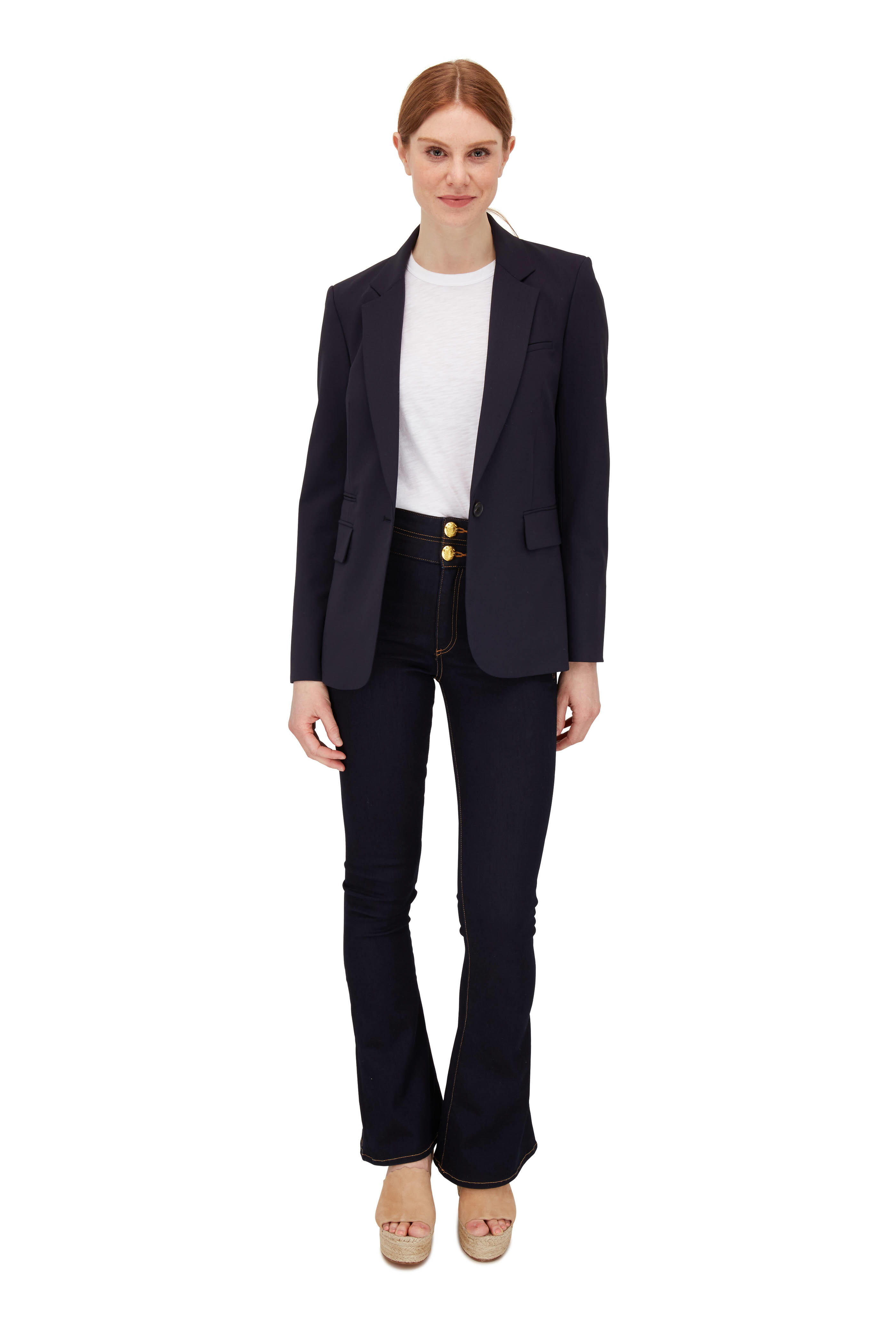 Veronica Beard - Dalida Indigo Double Waistband Flare Jean