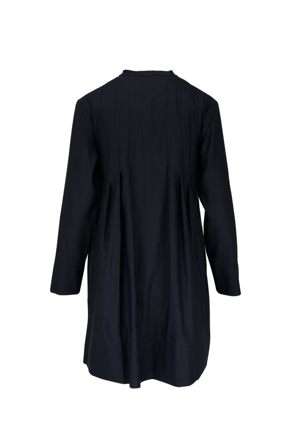 Vince - Black Trapeze Pleated Long Sleeve Dress