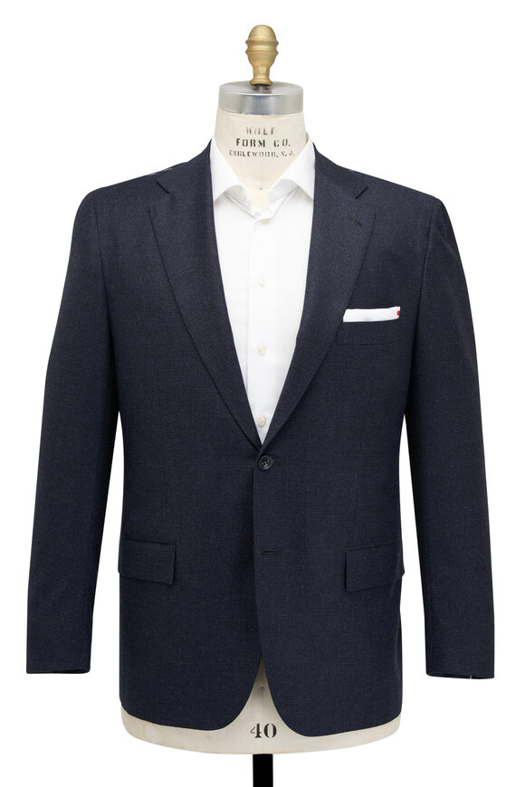 Kiton - Navy Mix Tonal Houndstooth Suit