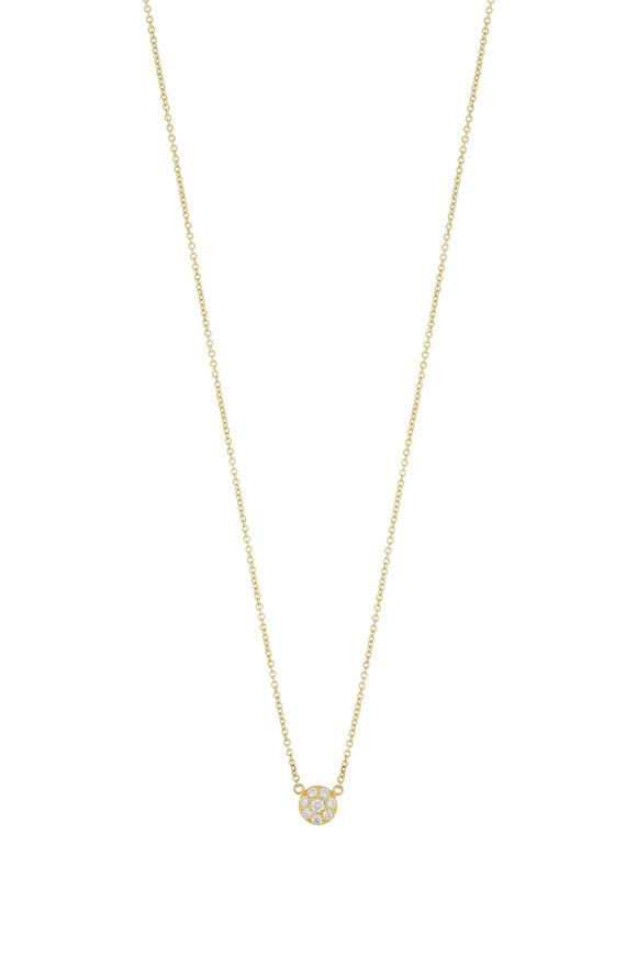 Caroline Ellen Mini Pavé Disc Necklace - view 1