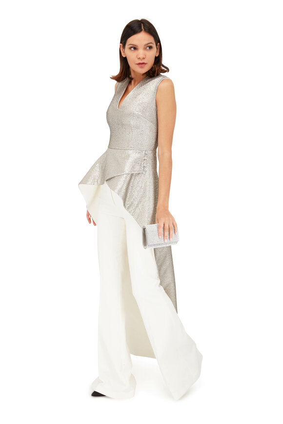 Safiyaa - Halluana Ivory Heavy Crêpe Flare Pant