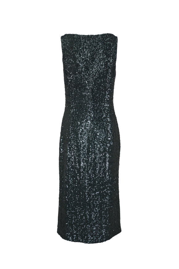 Michael Kors Collection Bottle Green Sequin V-Neck Midi Dress - view 3