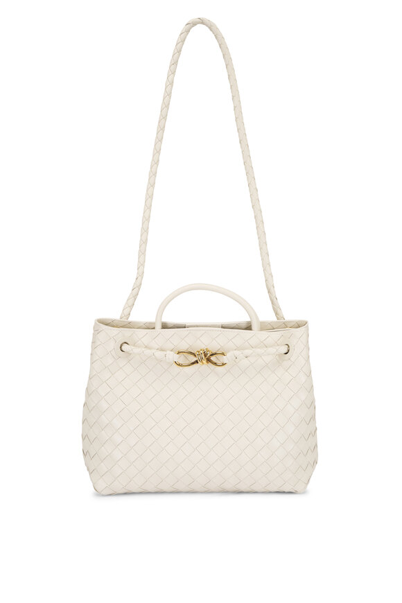 Bottega Veneta Medium Andiamo Sea Salt Intrecciato Leather Bag