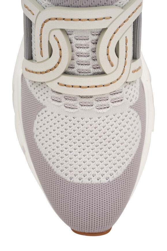 Tod's Kate Sport Run White & Gray Chain Link Sneaker - view 4