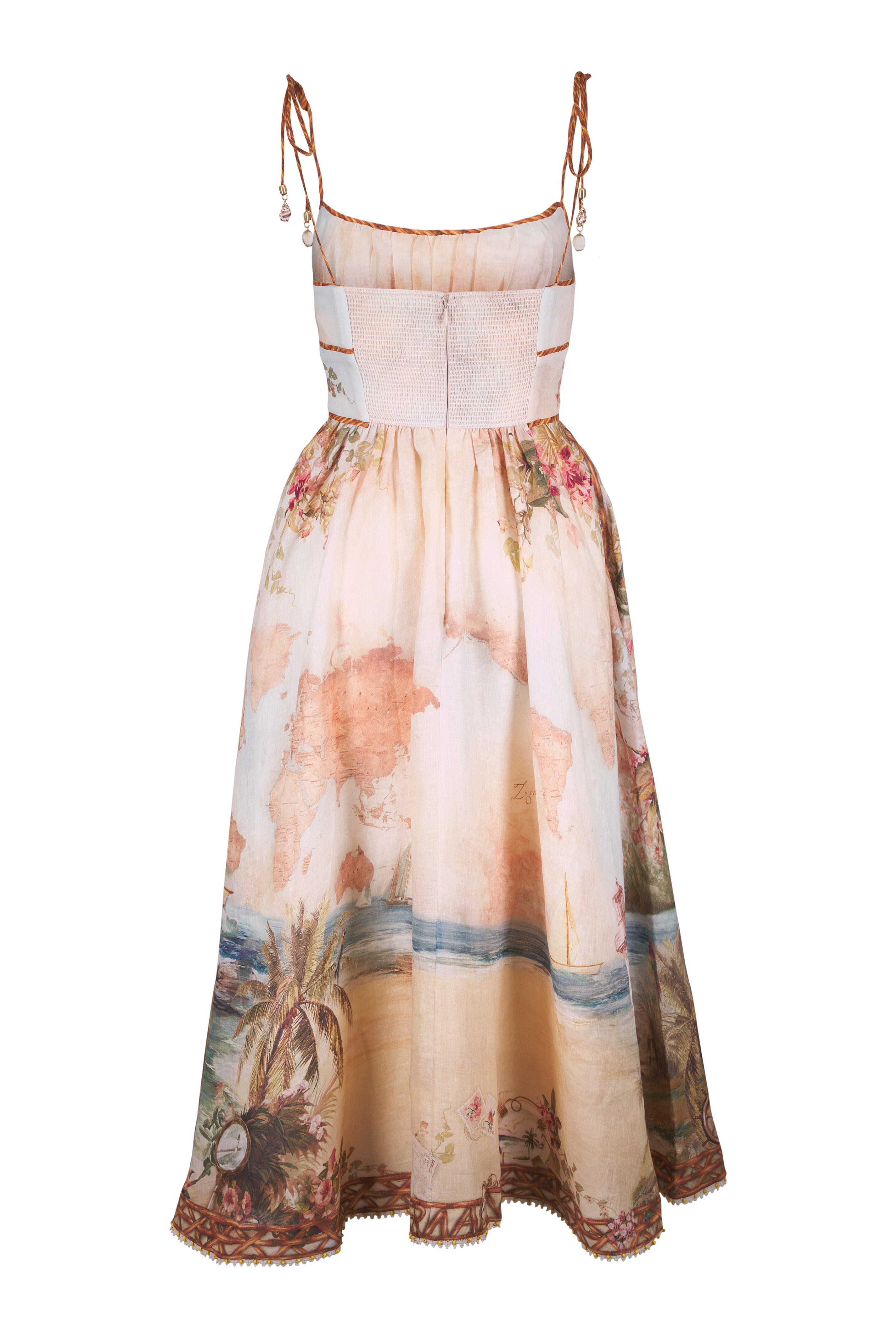 Zimmermann - Mahon Island Map Blue Picnic Linen Dress - view 3