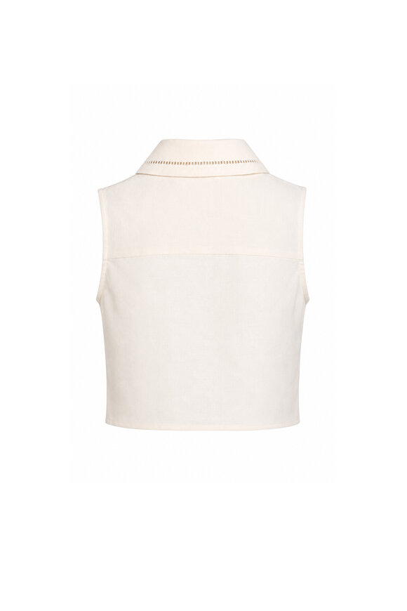 Hevron Rosalie Ivory Linen Tank - view 2