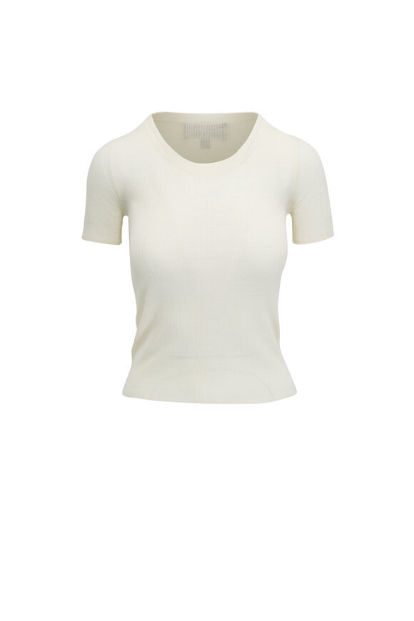 Nili Lotan Araceli Ivory Silk Knit Tee