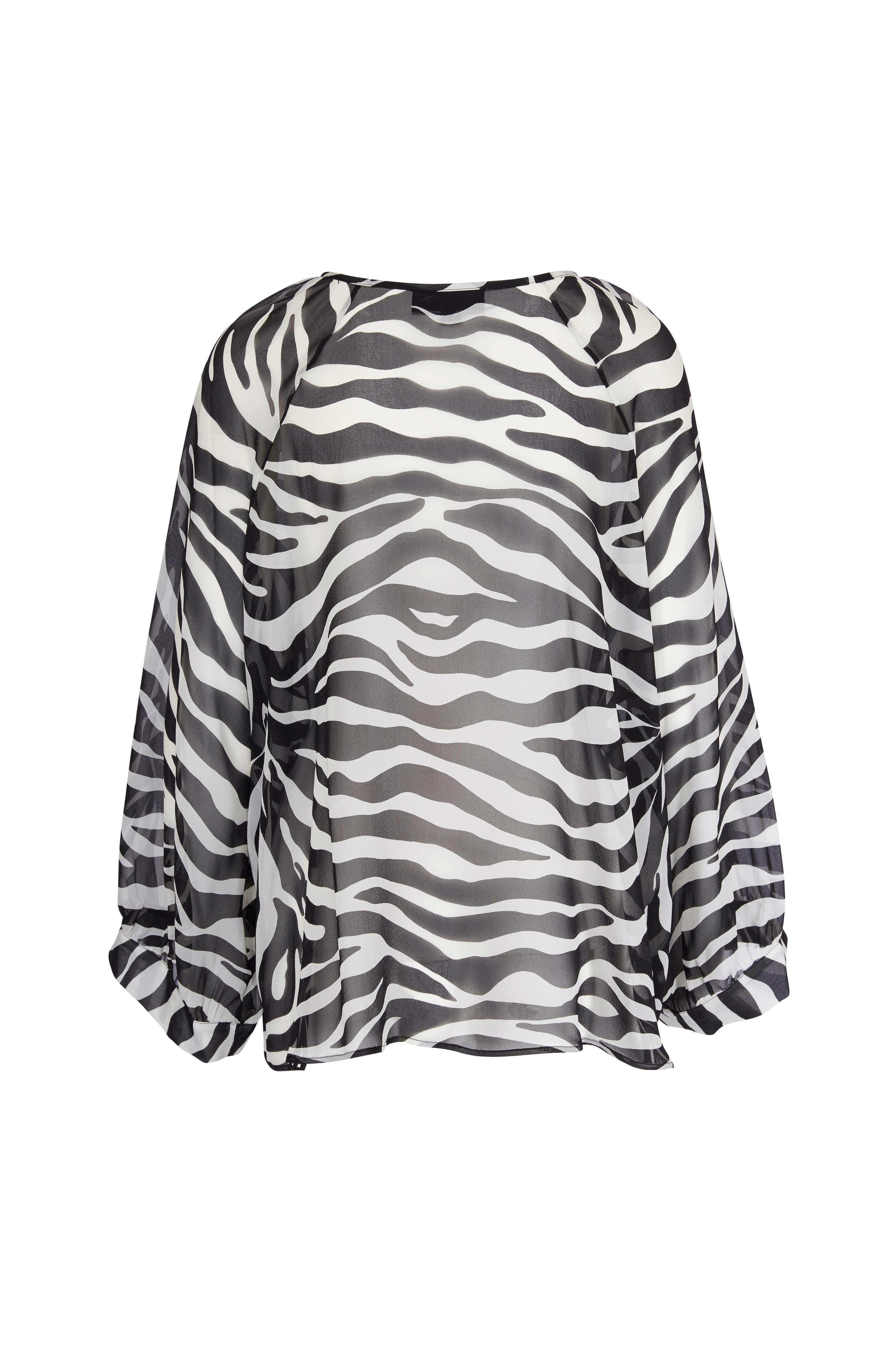 Nili Lotan - Acadia Ivory & Black Silk Tiger Blouse