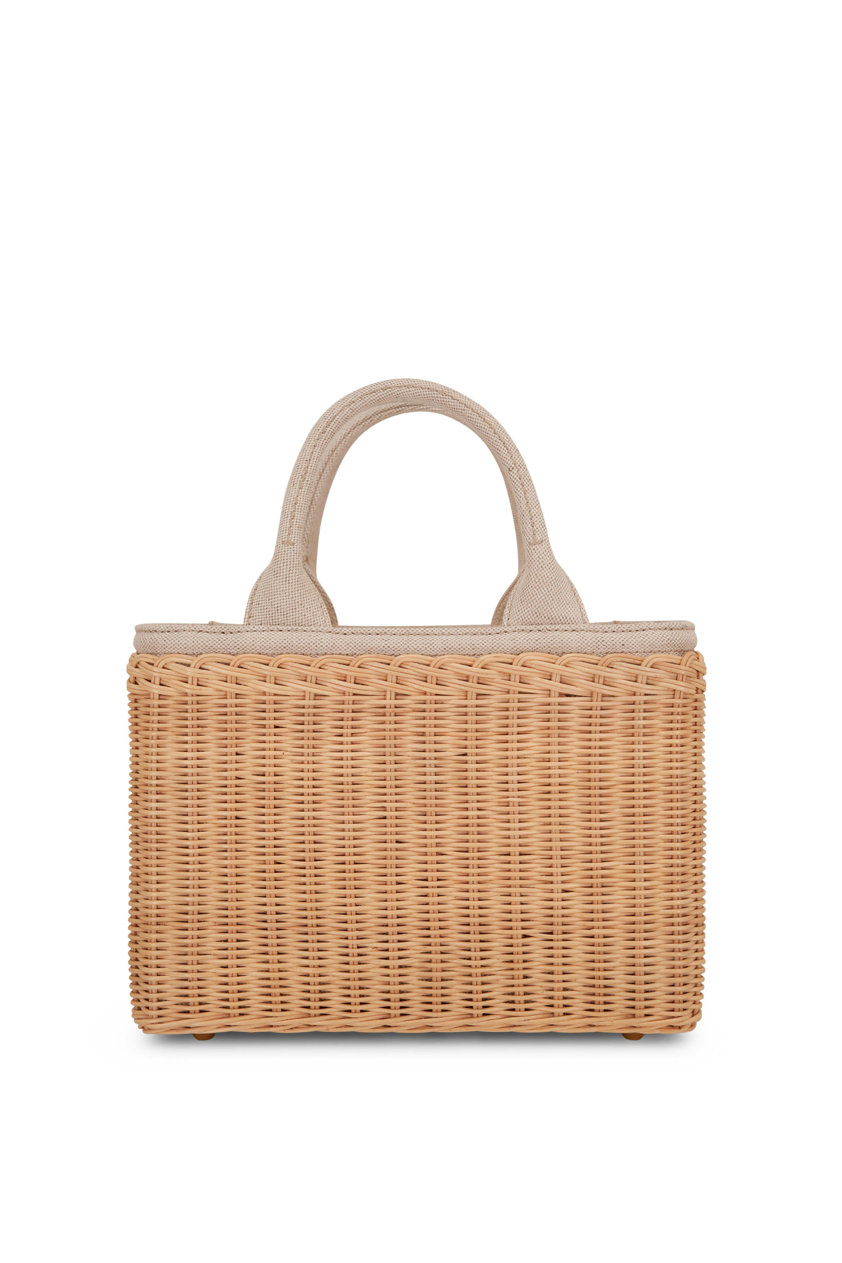 Prada wicker and outlet canvas basket bag