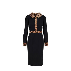 Dolce & Gabbana - Black & Leopard Print Long Sleeve Dress