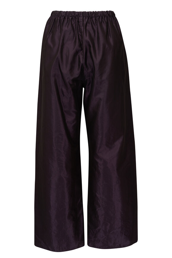 Peter Cohen - Cropped Pull-On Purple Washed Taffeta Pant 