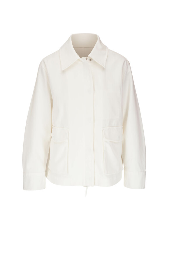 Vince Off White Stretch Cotton Utility Jacket
