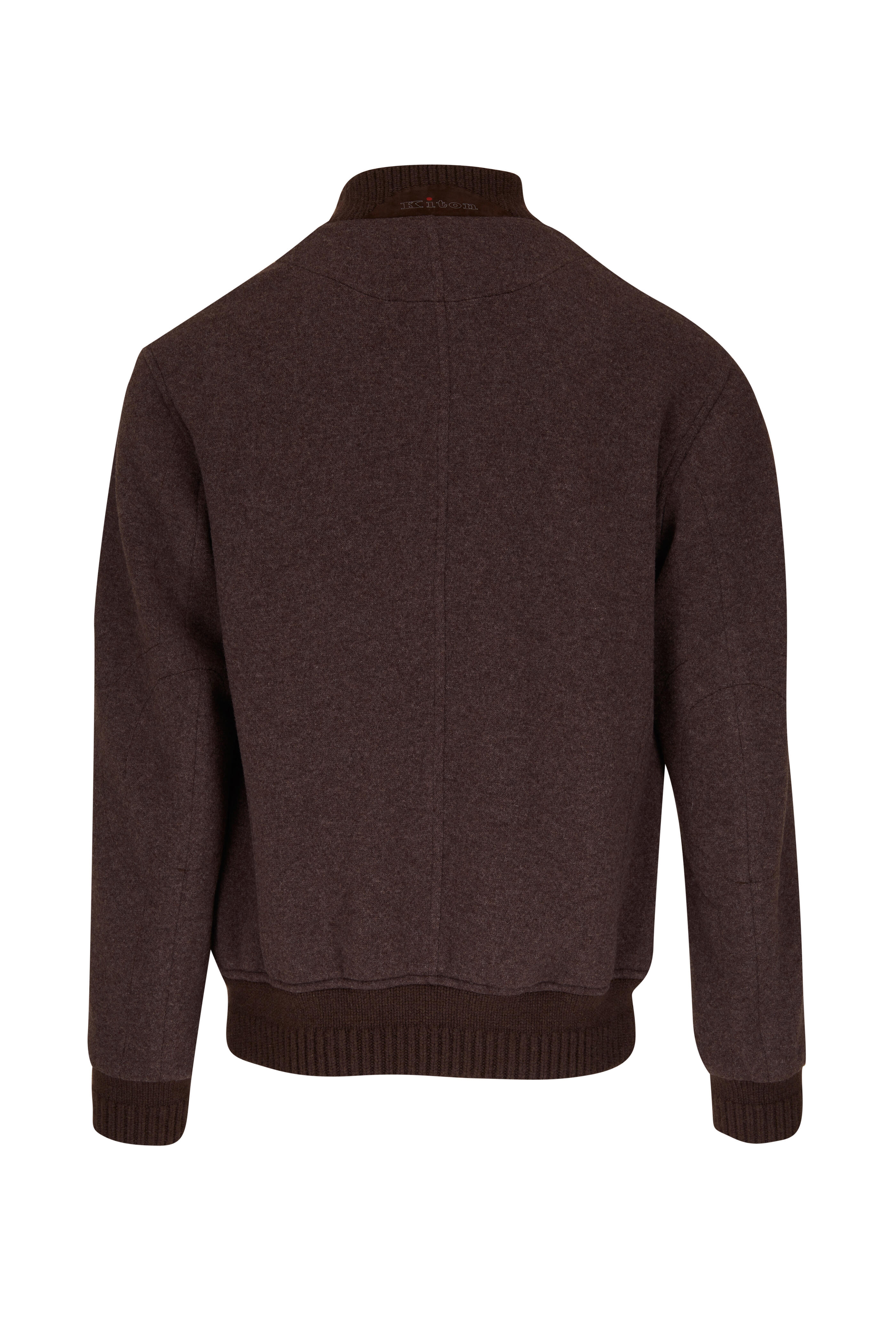 Kiton - Brown Knit Cashmere Bomber Jacket | Mitchell Stores