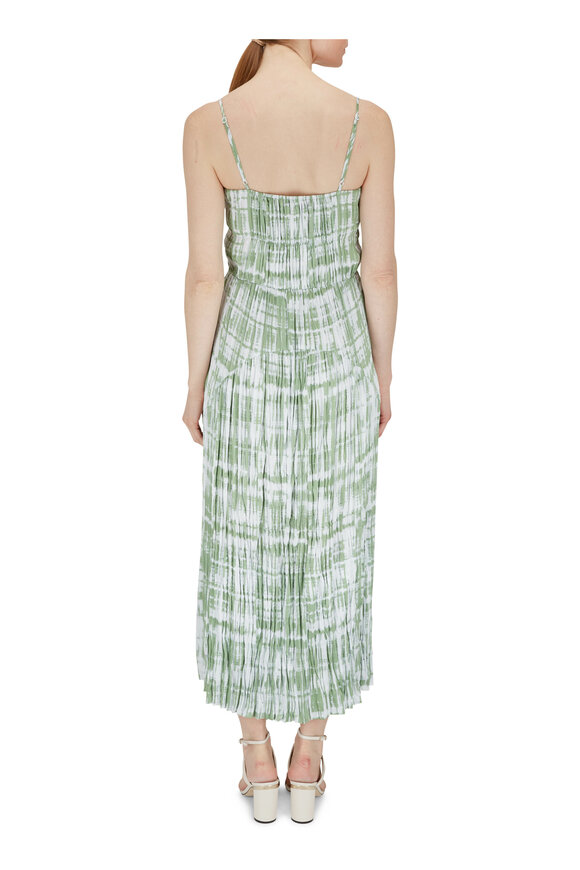 Vince - Green Tie-Dye Ruched Cami Dress 