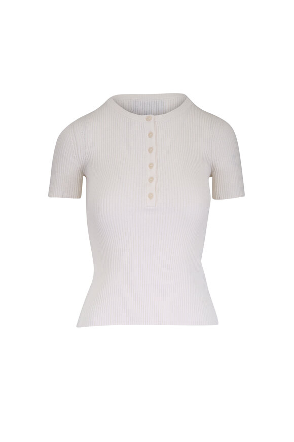 Nili Lotan Francene Ivory Ribbed Shore Sleeve Sweater - view 1