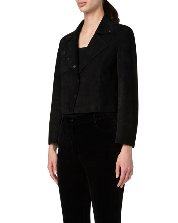 Akris Punto - Black Suede Moto Cropped Jacket