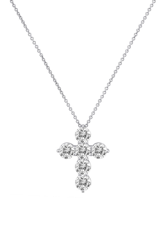 Diana M Jewels 18k White Gold Diamond Cross Pendant Necklace - view 1