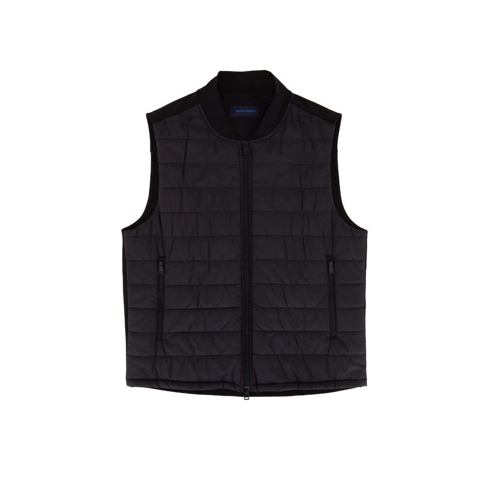 Patrick Assaraf - Black Quilted Front Zip Vest | Mitchell Stores