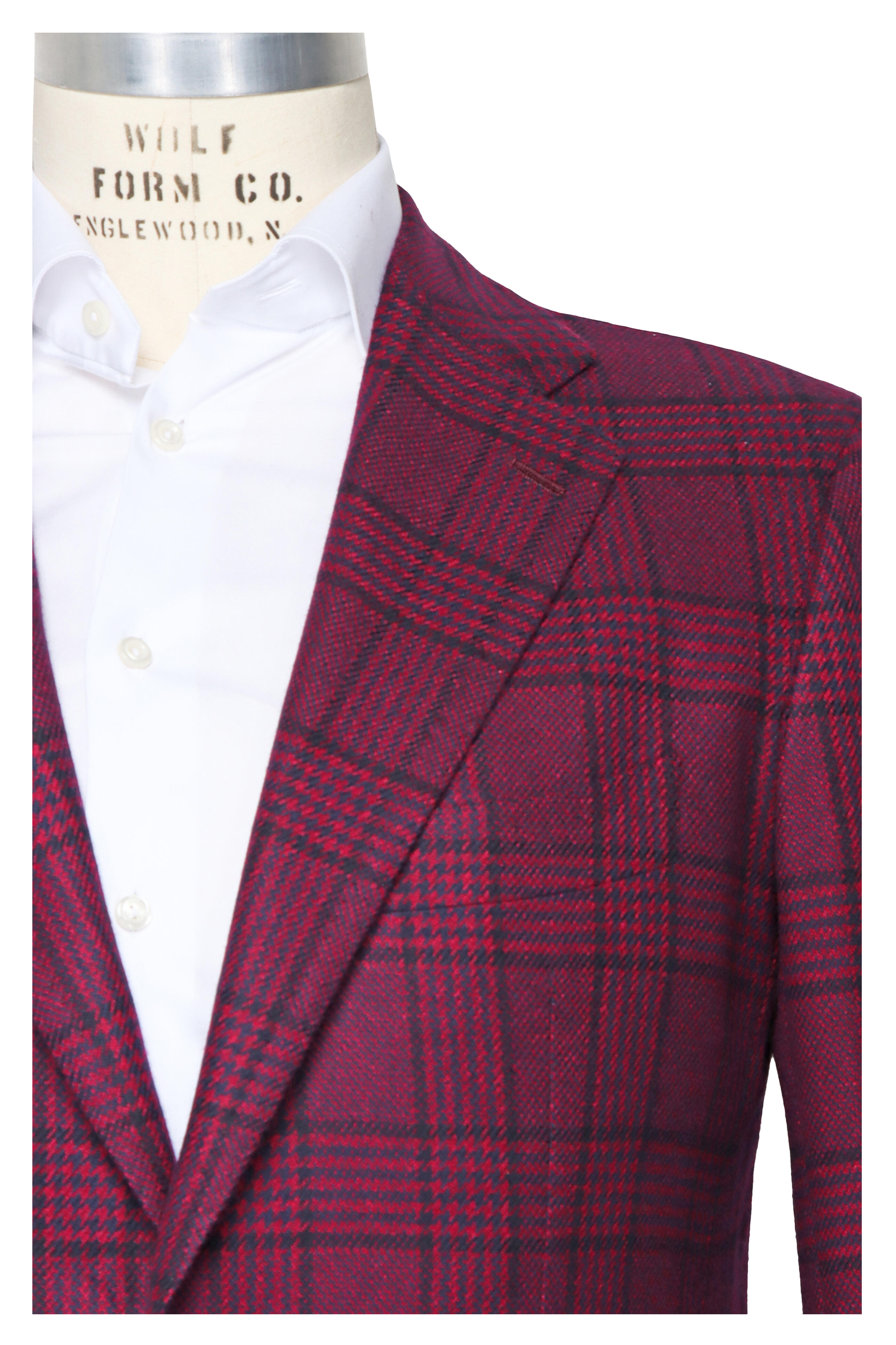 Cesare Attolini - Raspberry & Navy Plaid Cashmere Sportcoat