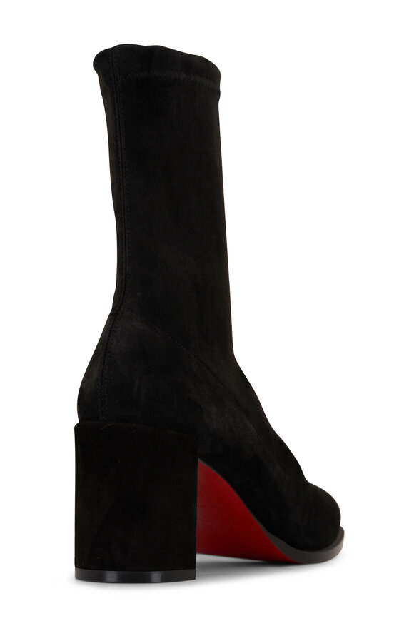 Christian Louboutin - Adoxa Black Stretch Suede Short Boot, 70mm