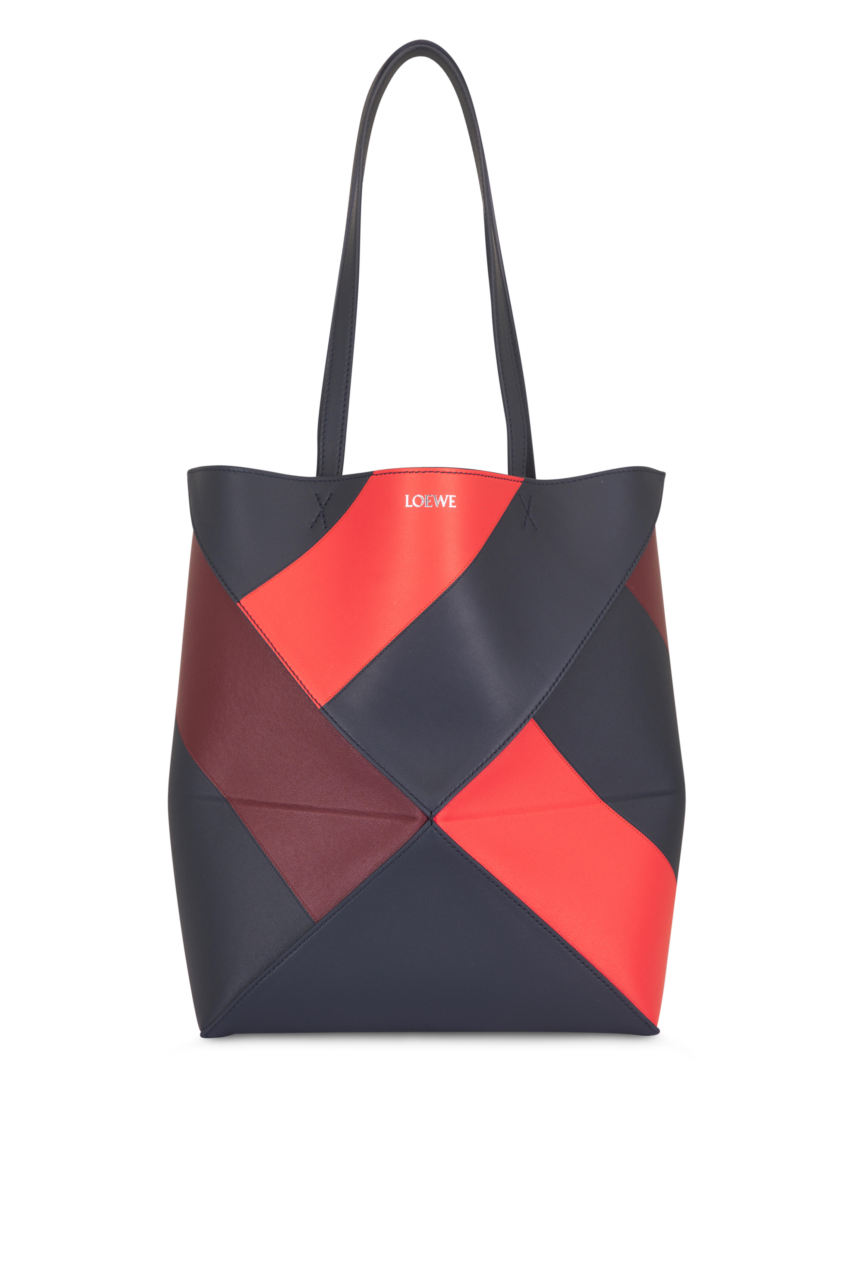 Loewe - Medium Puzzle Fold Multi Deep Navy Leather Tote - view 1