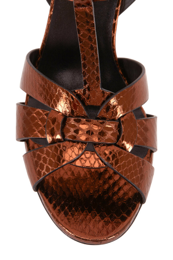 Saint Laurent - Tribute Kanyon Bronze Snakeskin Sandal, 75mm