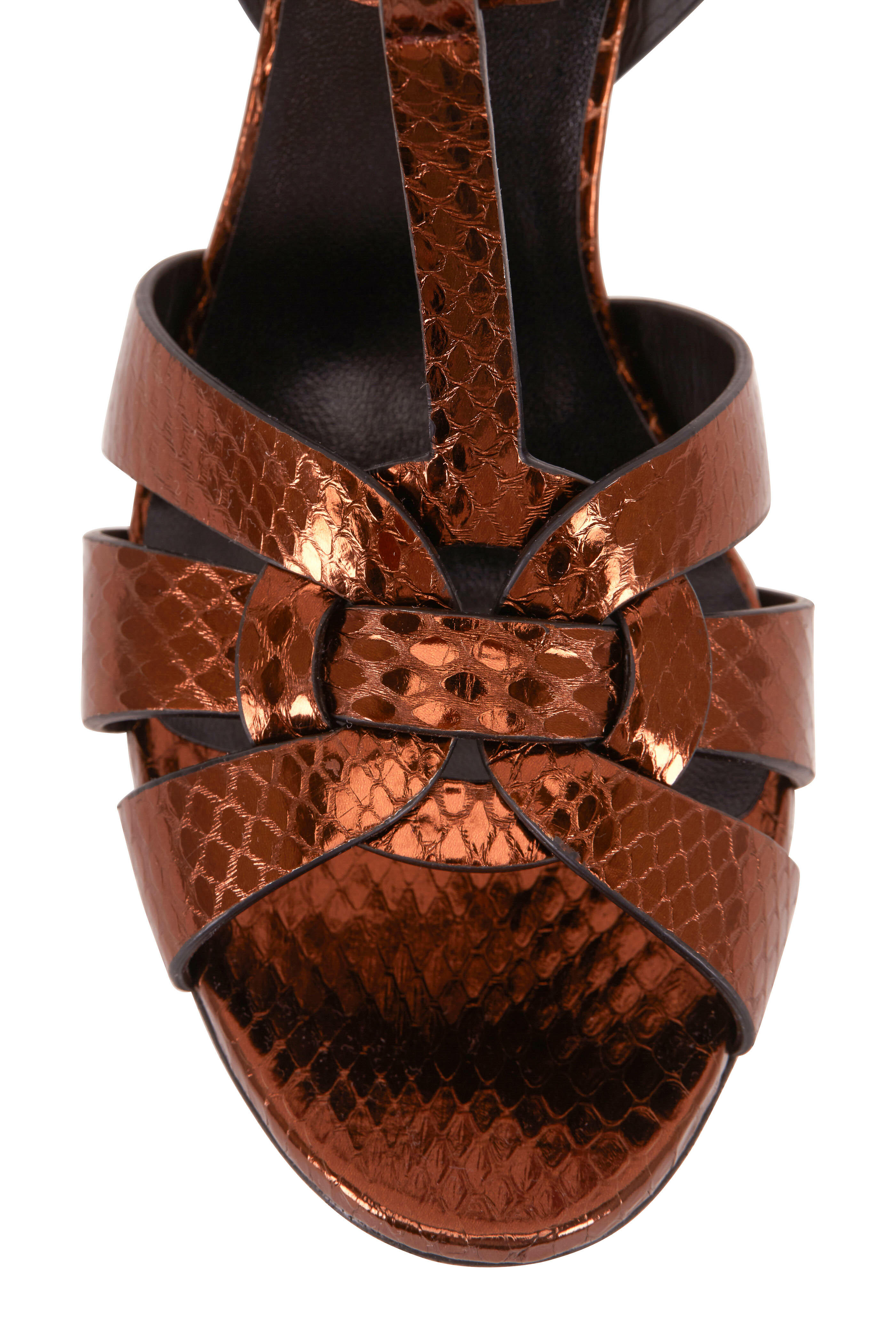 Saint Laurent - Tribute Kanyon Bronze Snakeskin Sandal, 75mm