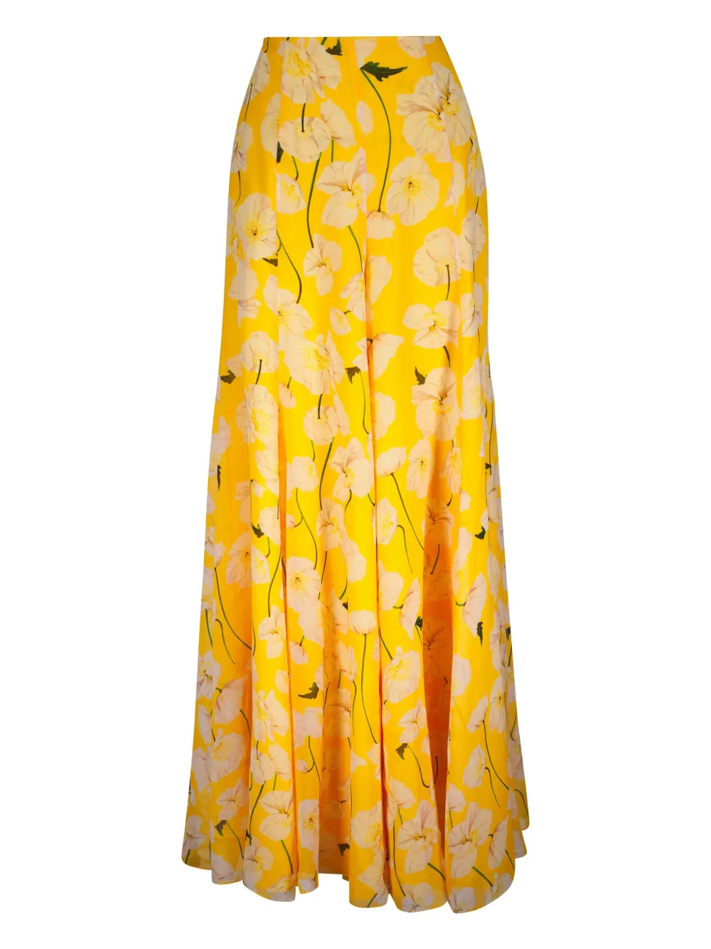 Carolina Herrera - Yellow Floral Silk Palazzo Pant