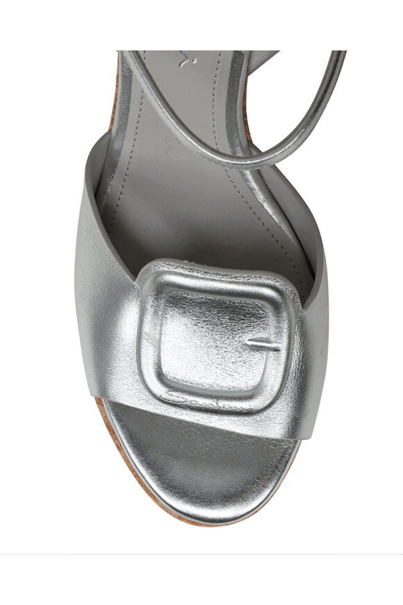 Santoni Nizza Silver Leather Wedge - view 5