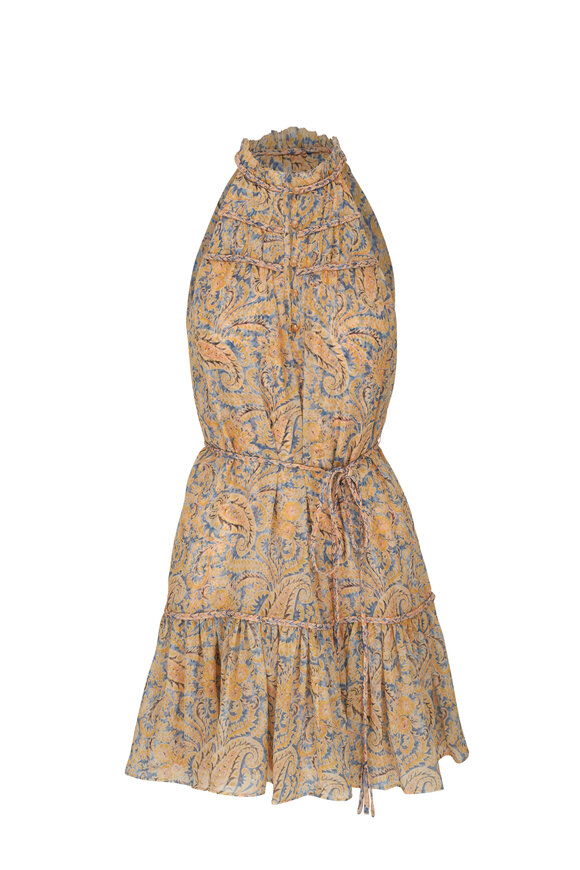 Veronica Beard - Dria Blue Yellow Multi Paisley Silk Mini Dress 