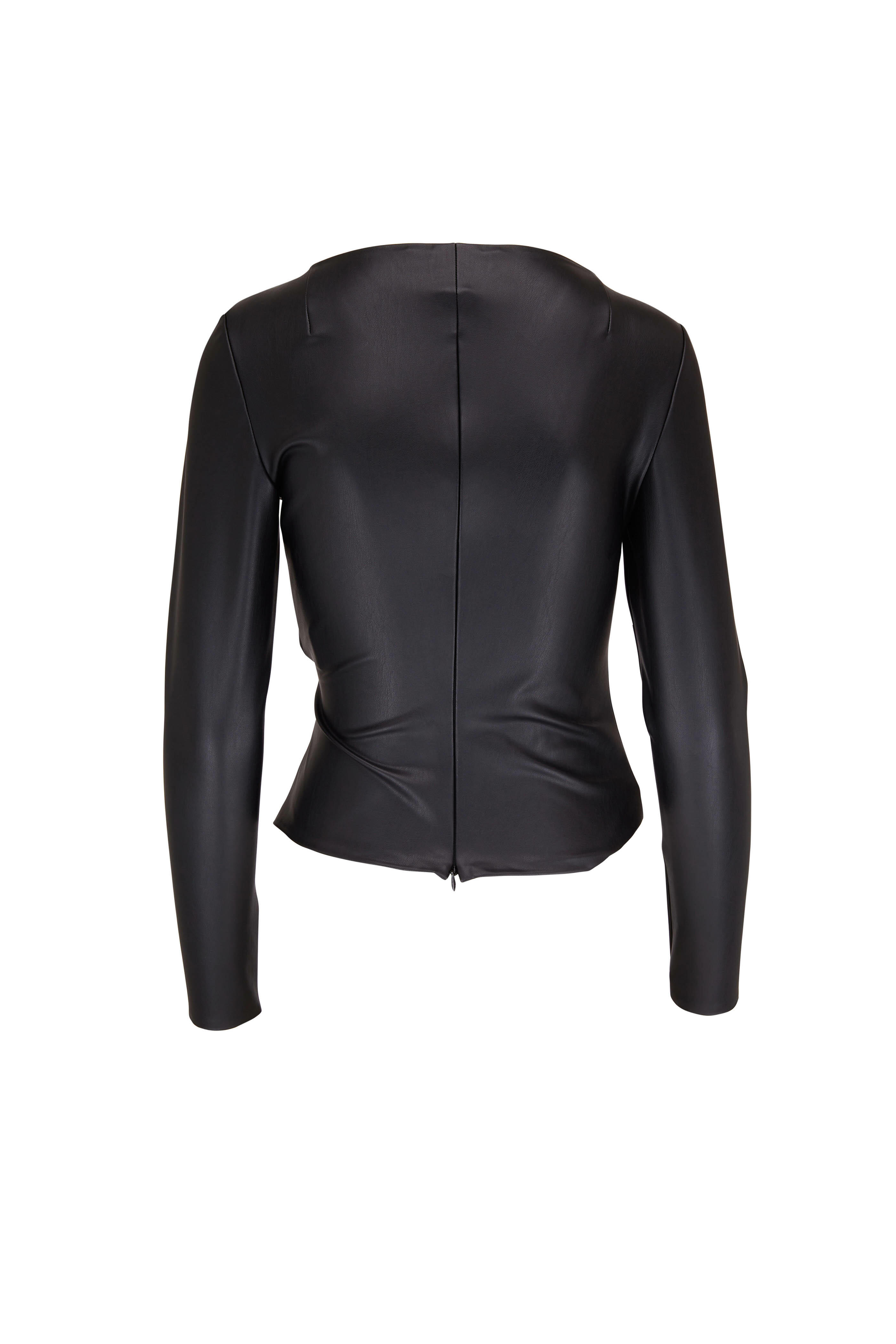Talbot Runhof - Black Vegan Leather Wrap Top