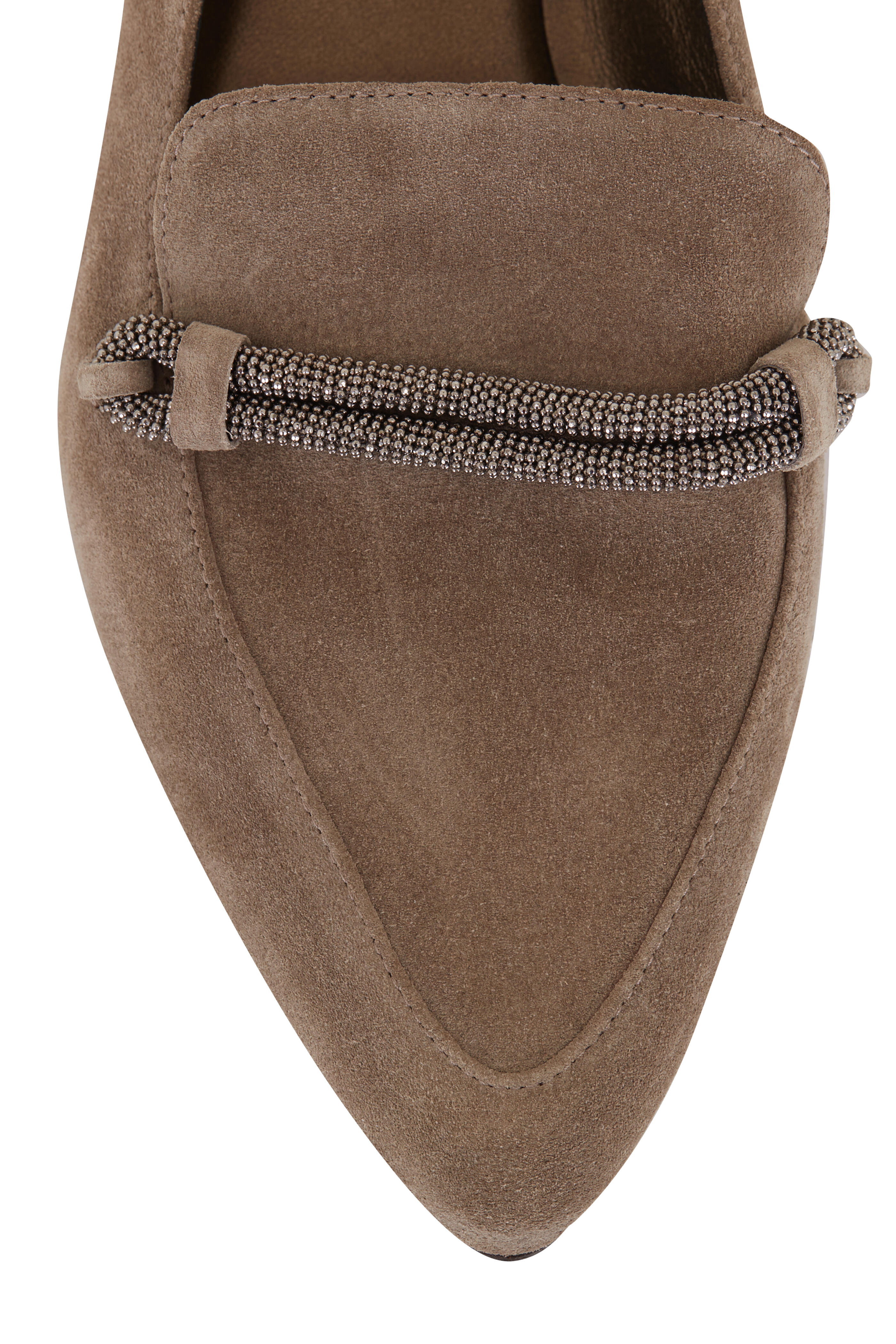Brunello Cucinelli - Brown Suede Pointed Toe Flat Loafer