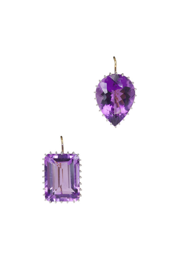 Renee Lewis 18k White Gold Amethyst Mismatched Earring