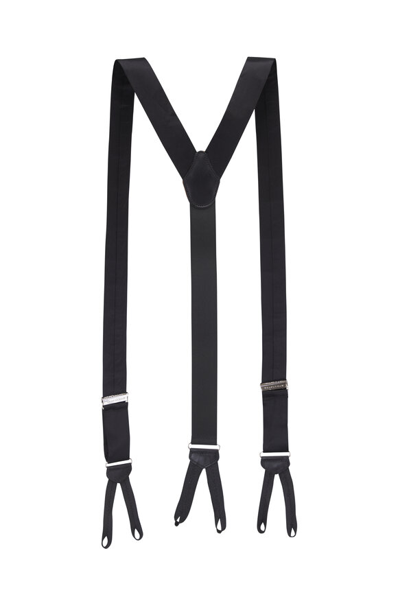 Trafalgar Solid Black Silk Suspenders - view 2