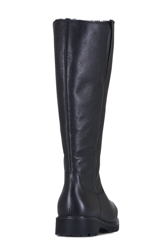 La Canadienne - Helene Pebble Black Leather Shearling Lined Boot