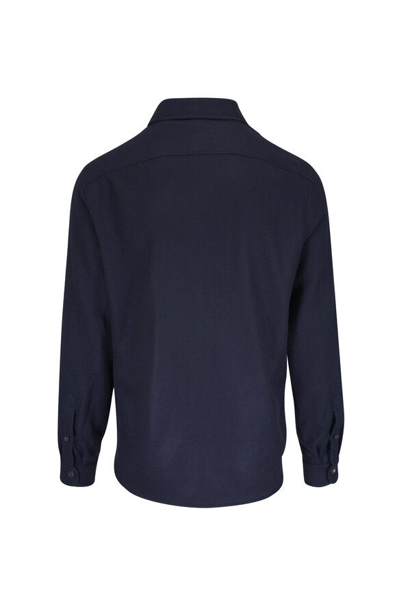 Isaia Navy Blue Knit Cashmere Overshirt - view 2
