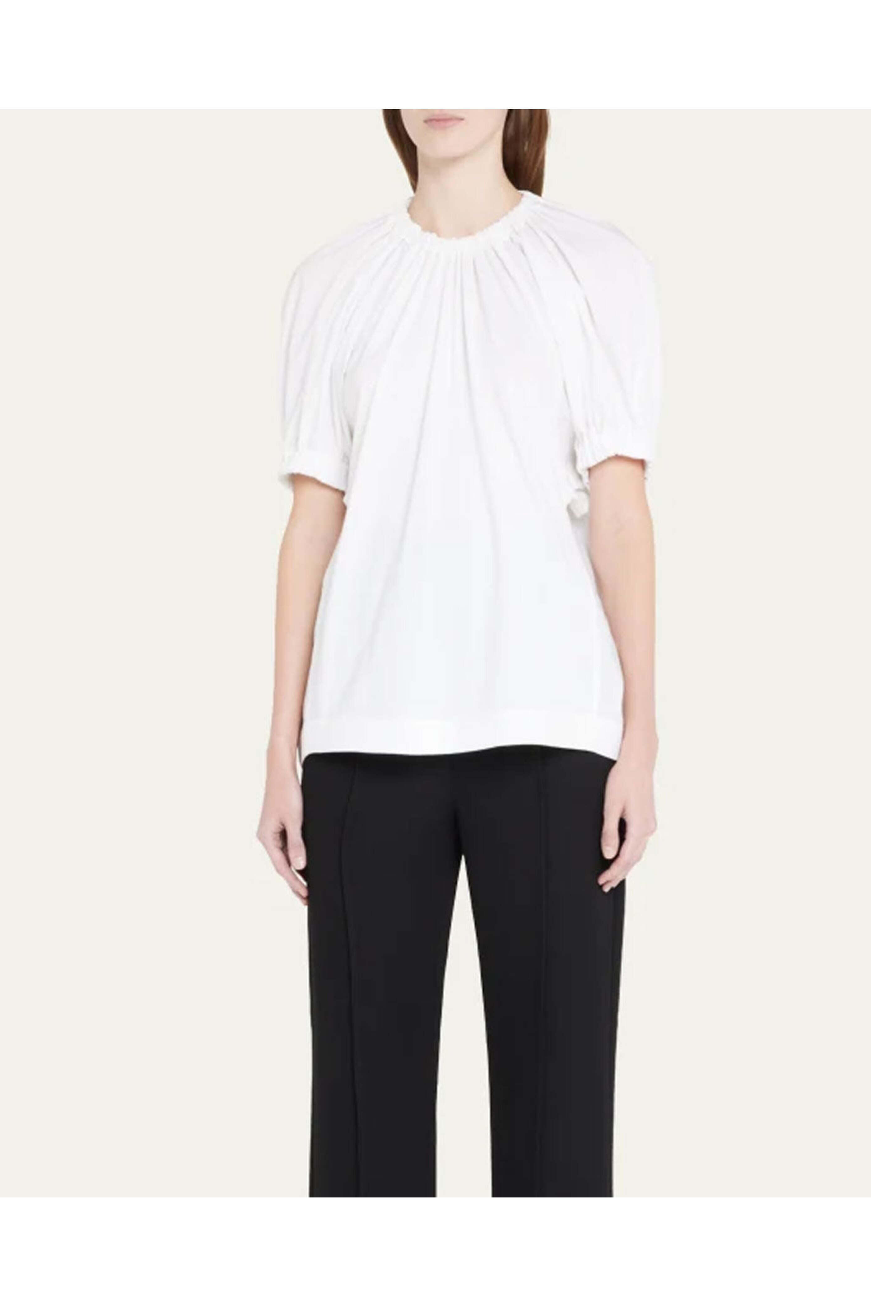 3.1 Phillip Lim - White Cotton Linen Puff Sleeve Zip Top