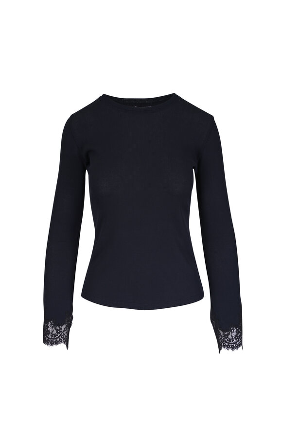 Dorothee Schumacher Pure Sleekness Navy Blue Ribbed T-Shirt - view 1